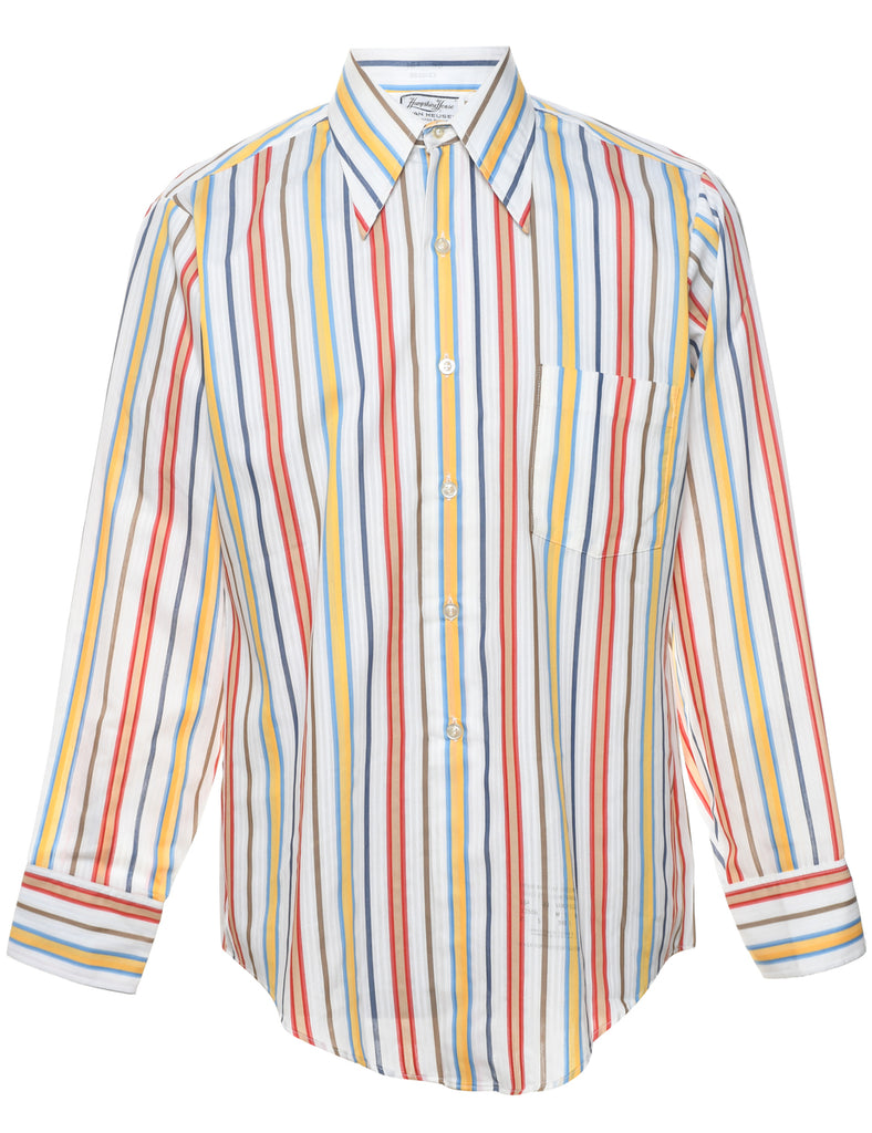 1970s Van Heusen Striped Multi-Colour Shirt - L