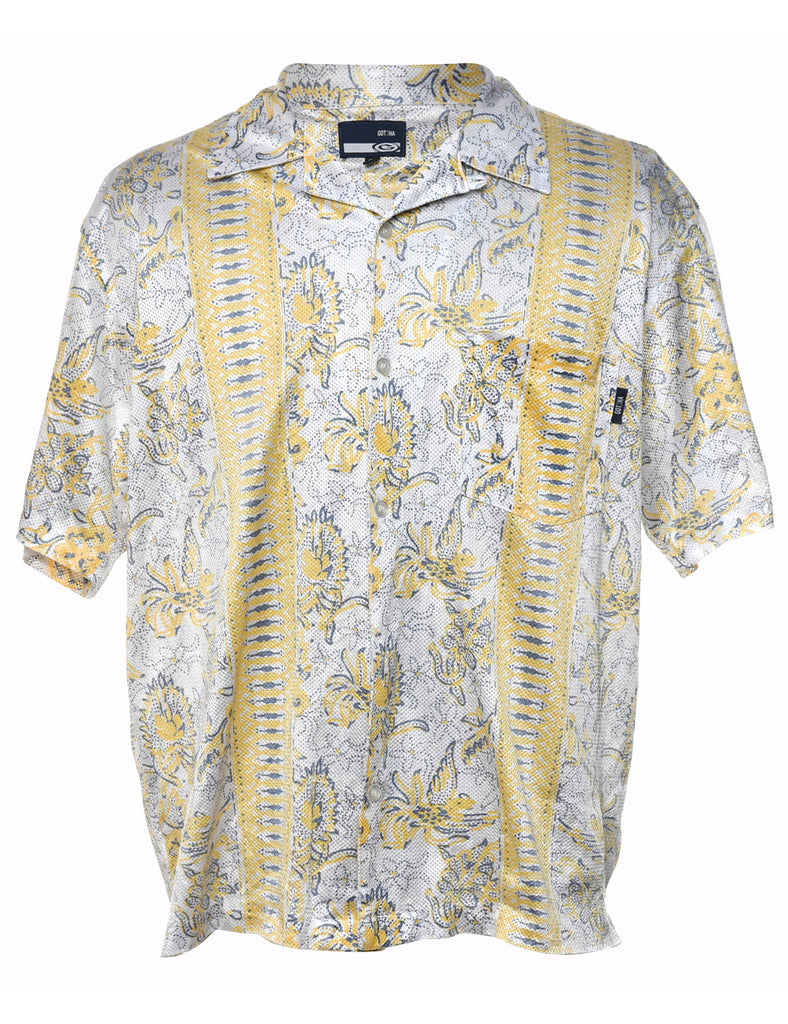 1990s Floral Short Sleeved Shirt - L