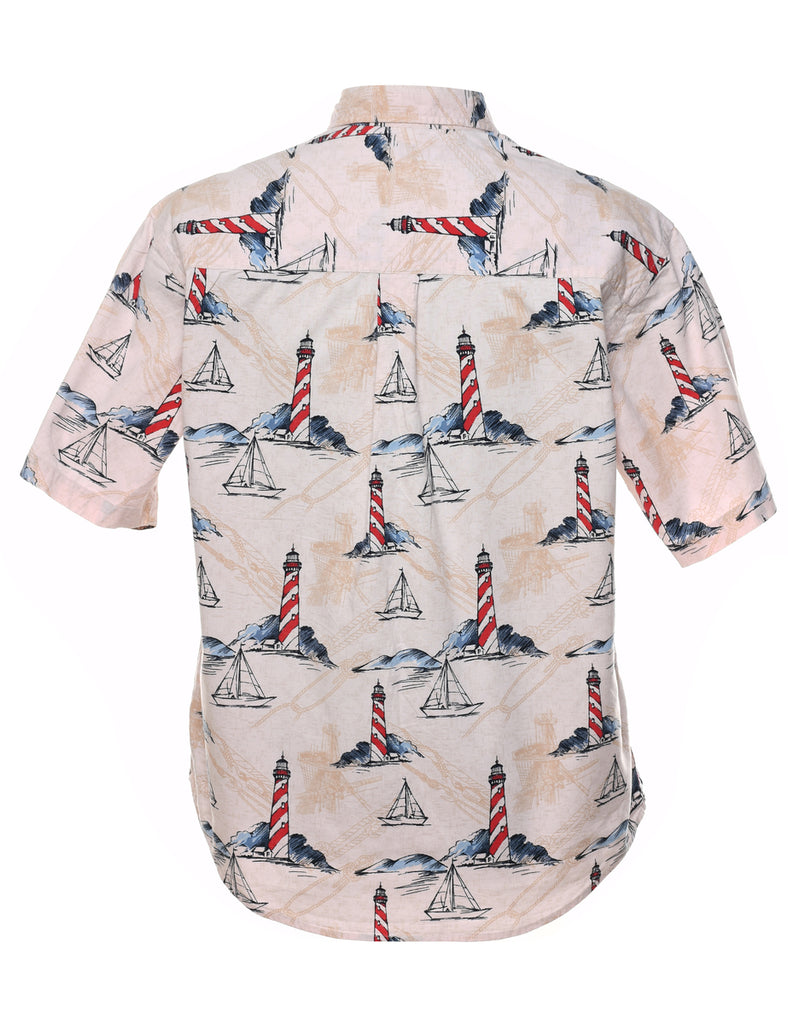 1990s Nautical Smart Shirt - M