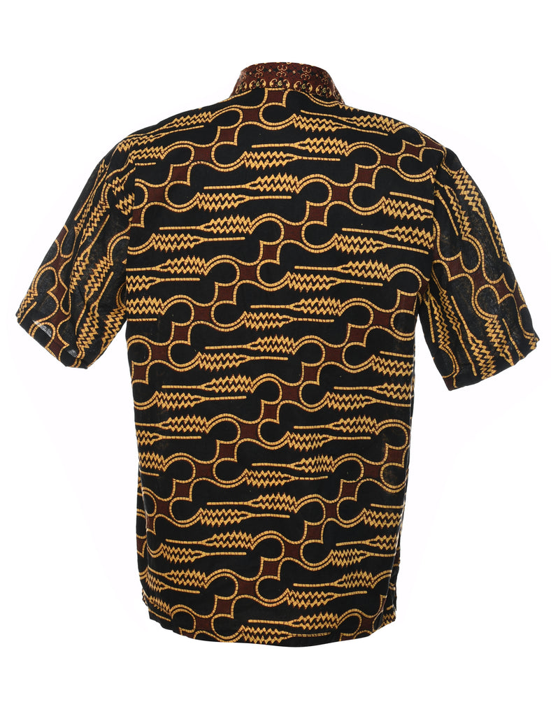 1990s Short Sleeve Patterned Shirt - L