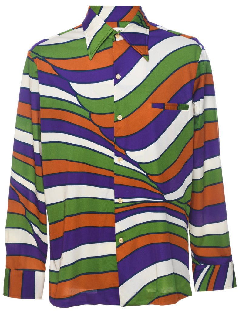 Abstract Print 1970s Psychedelic Shirt - L