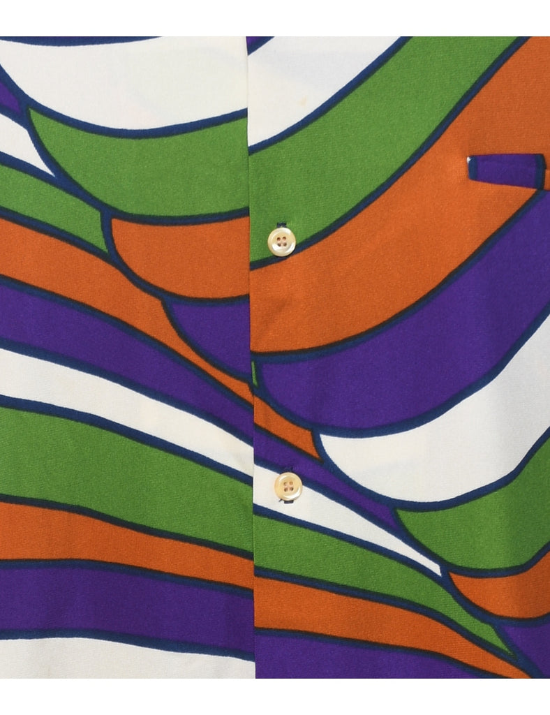 Abstract Print 1970s Psychedelic Shirt - L
