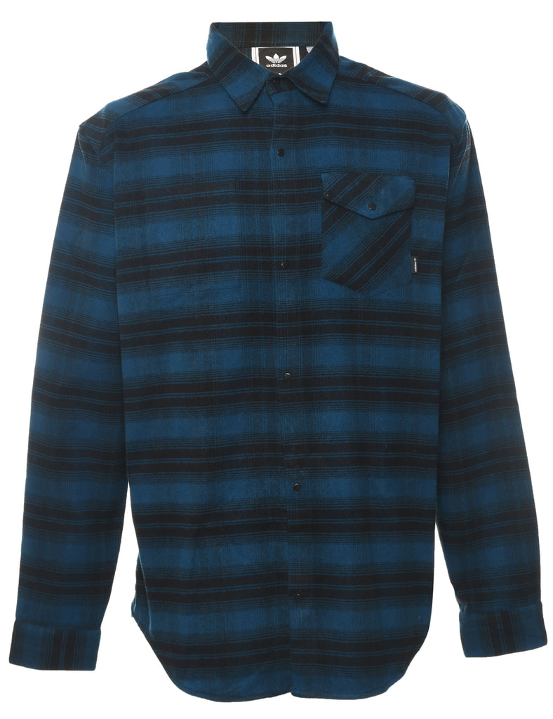Adidas Blue & Black Flannel Shirt - M