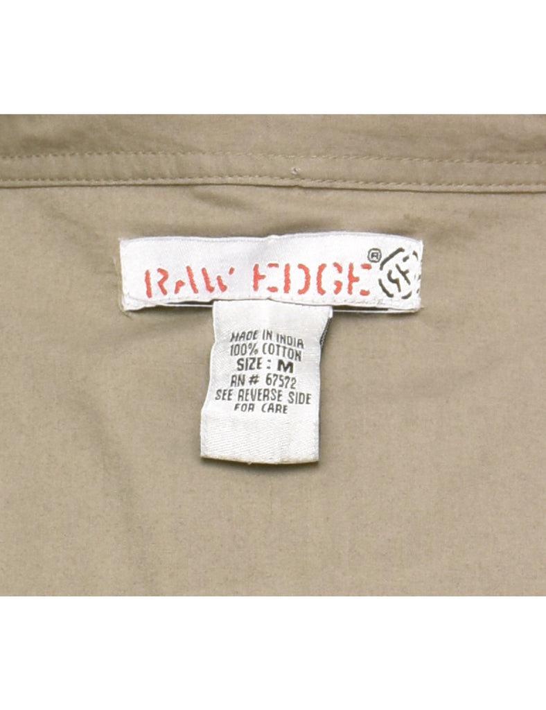 Beige & Off-White Striped Detail Western Shirt - M