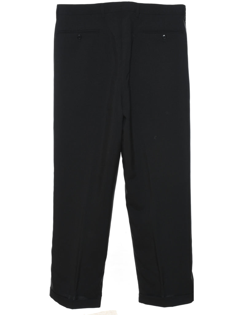 Black Classic Straight-Fit Trousers - W36 L30