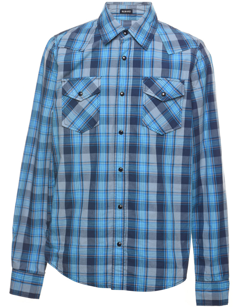 Blue Western Classic Checked Shirt - S