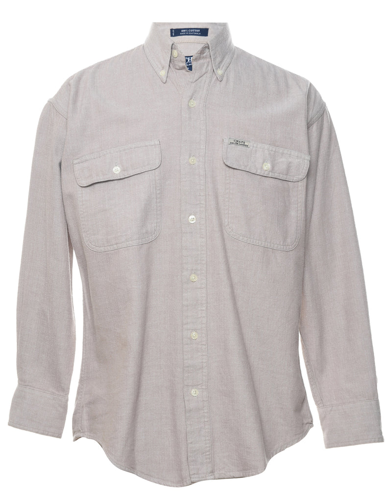 Chaps Grey Herringbone Tweed Flannel Shirt - S