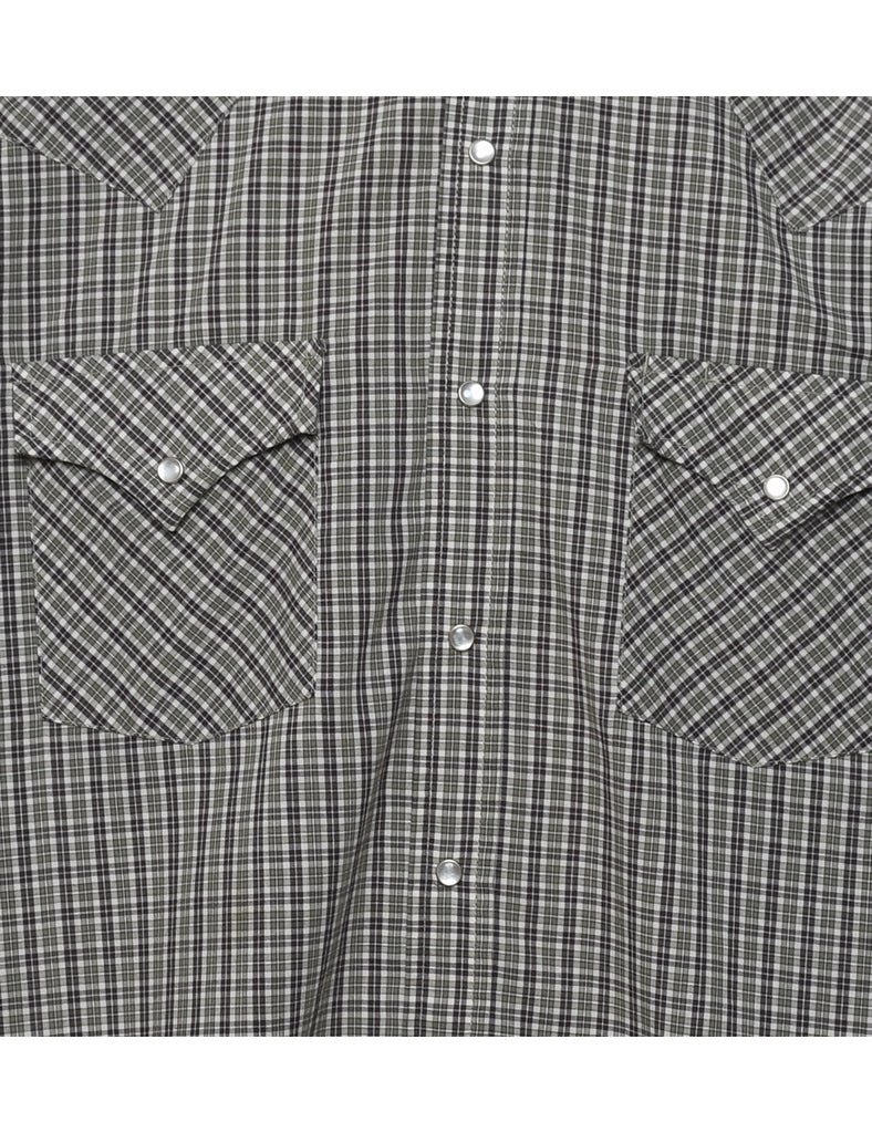 Checked Grey Western Shirt - M