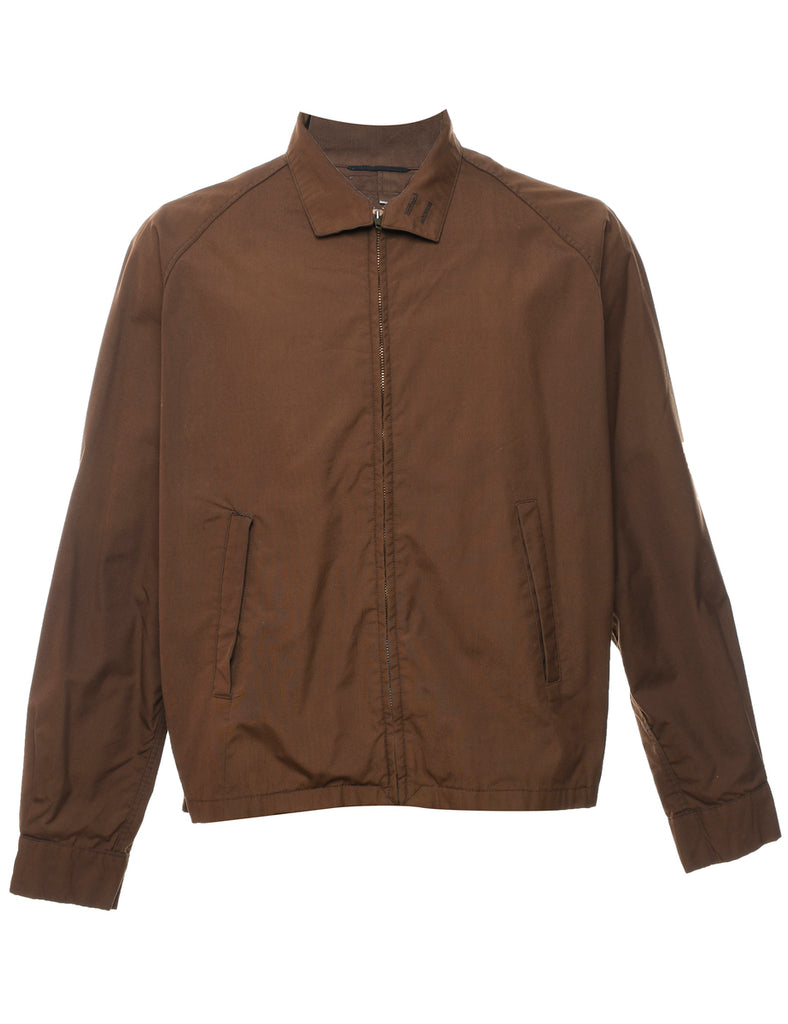 Classic Brown Zip-Front Jacket - M
