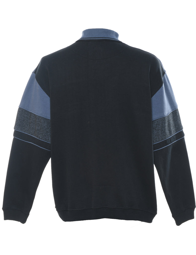 Colour Block Blue & Grey Contrast Sweatshirt - L