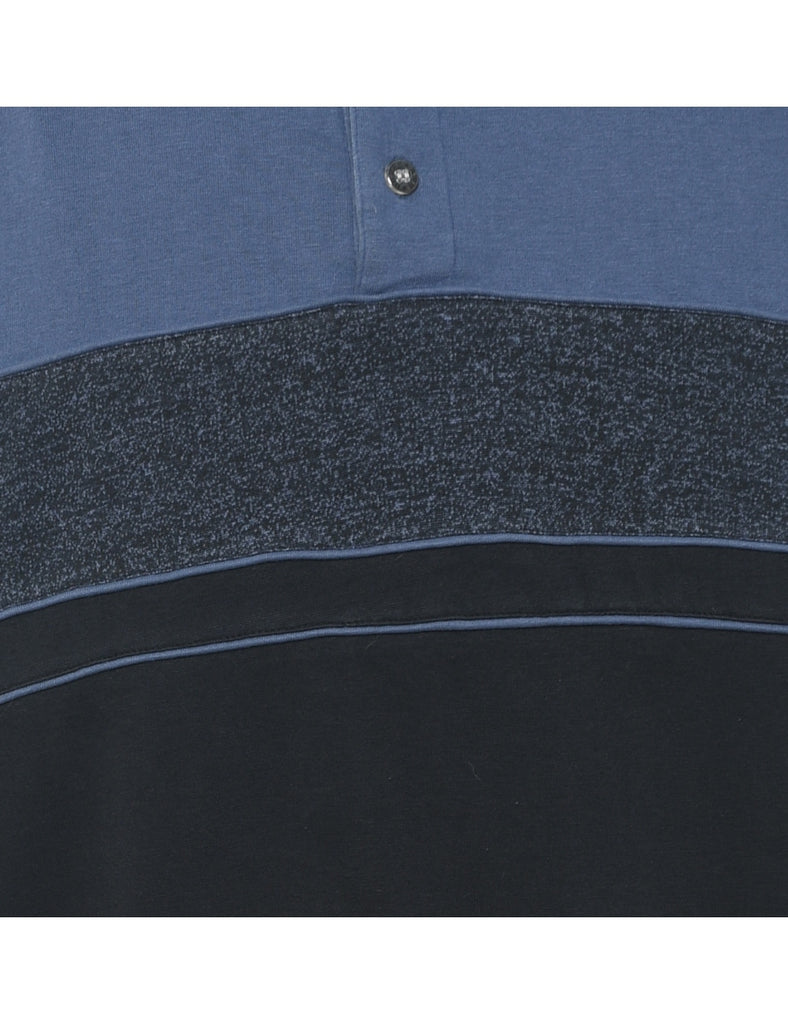 Colour Block Blue & Grey Contrast Sweatshirt - L