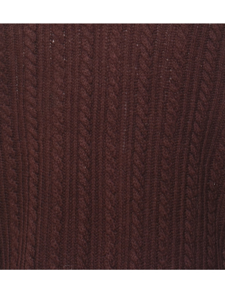 Dark Brown Cable Knit Jumper - L