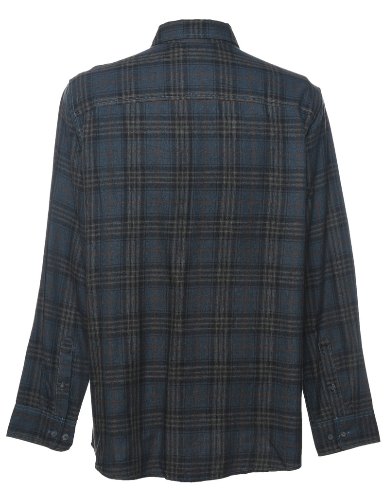 Dark Grey Checked Flannel Shirt - L