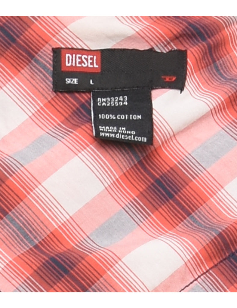 Diesel Red & Navy Western Checked Shirt - L