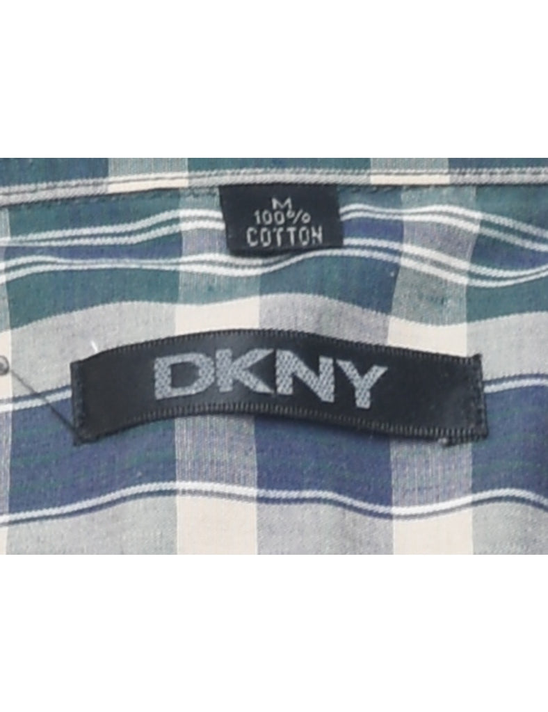 DKNY Checked Navy Short Sleeve Shirt - M
