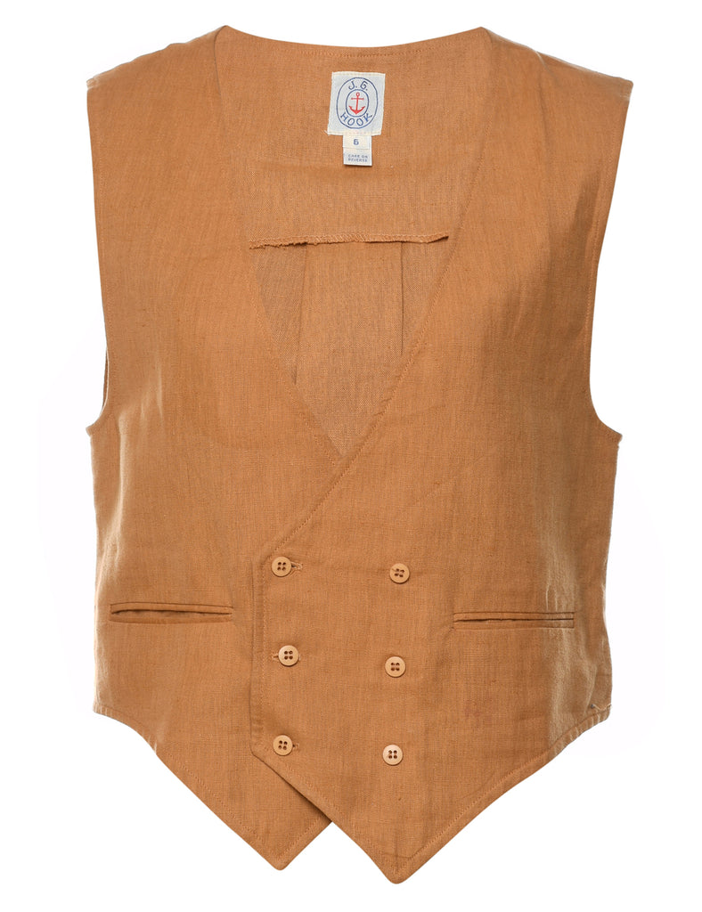 Double-Breasted Classic Brown Waistcoat - S