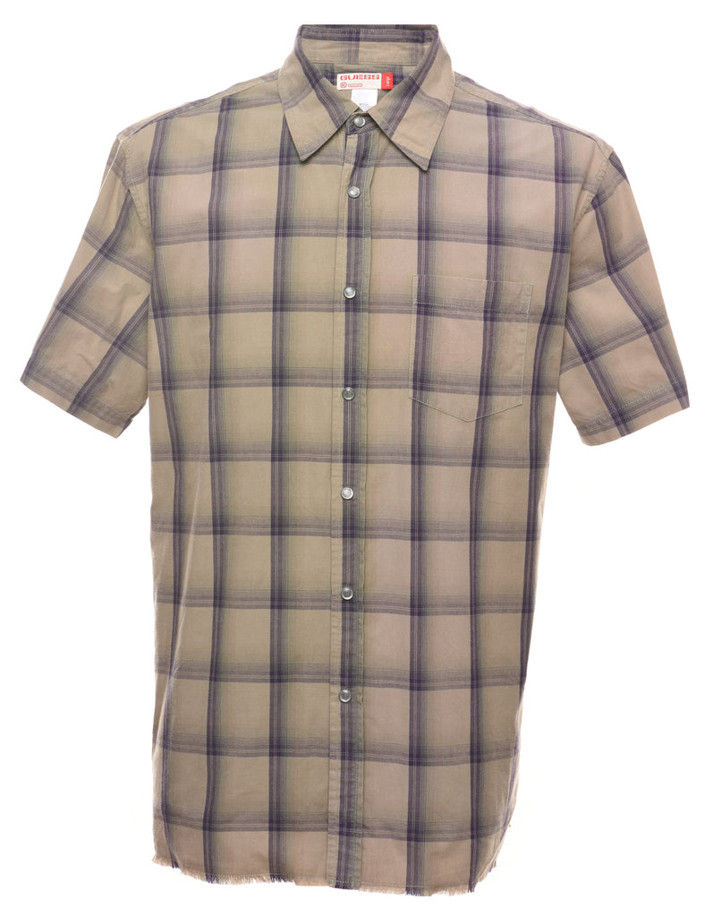 Guess Olive Green & Navy Classic Checked Shirt - L