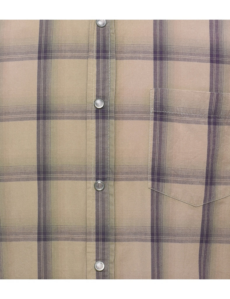 Guess Olive Green & Navy Classic Checked Shirt - L