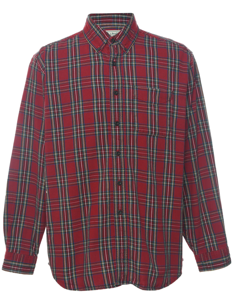 L.L. Bean Checked Red Flannel Shirt - L