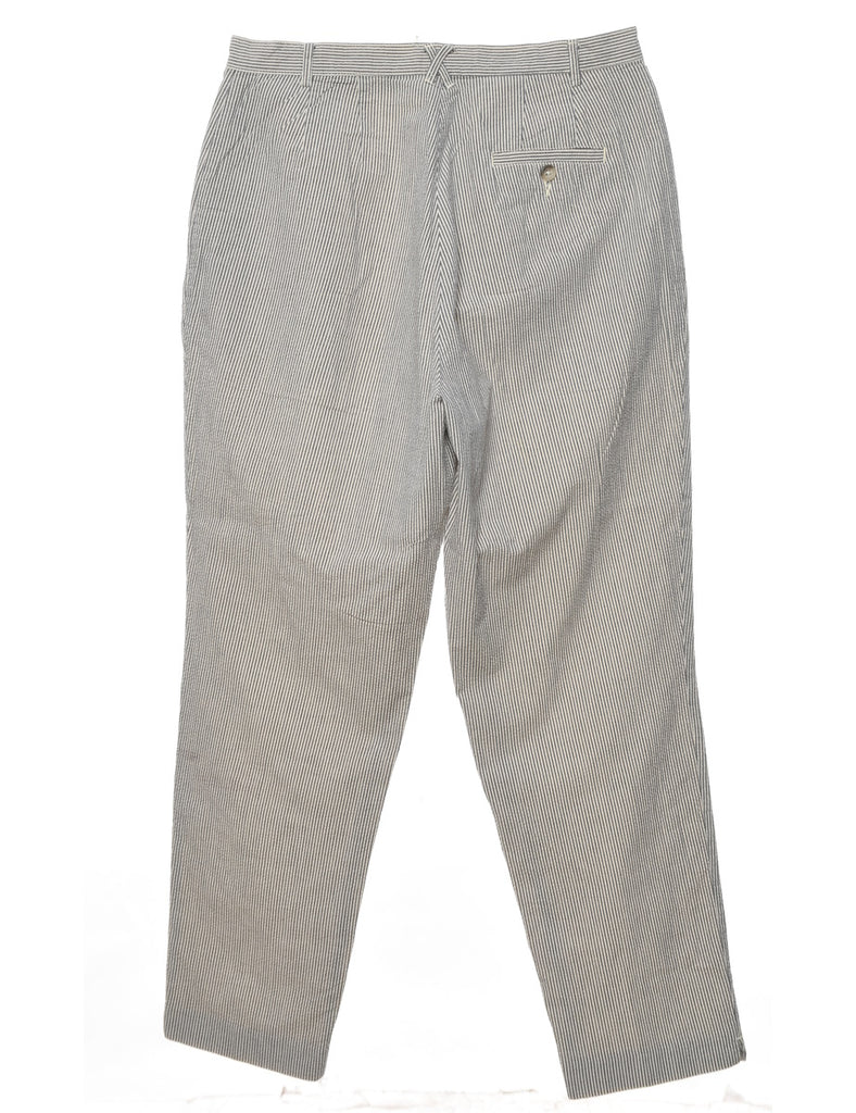 L.L. Bean Grey & White Casual Striped Trousers - W30 L28