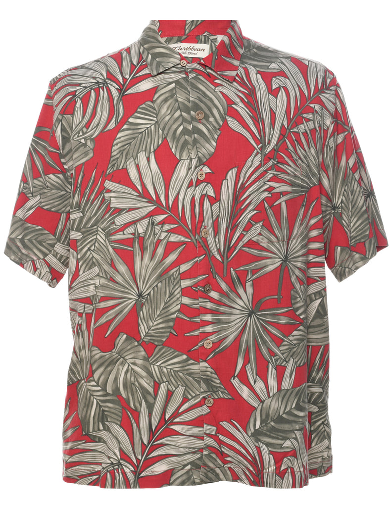 Leafy Print Hawaiian Shirt - L