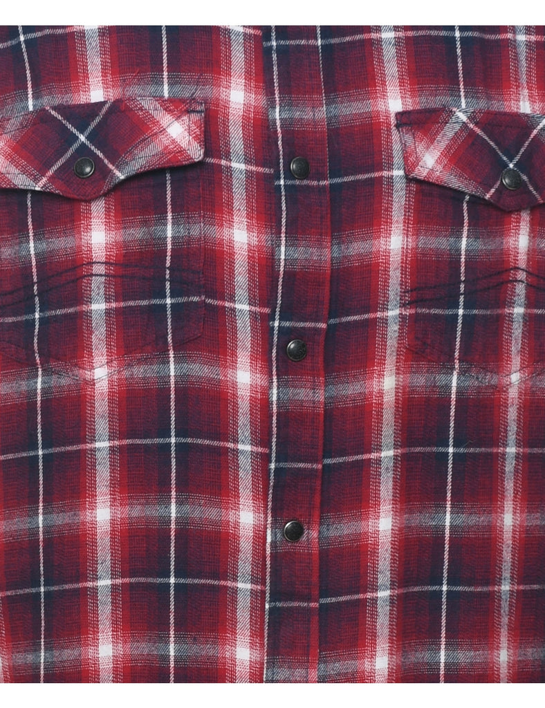 Long Sleeved Checked Flannel Shirt - L