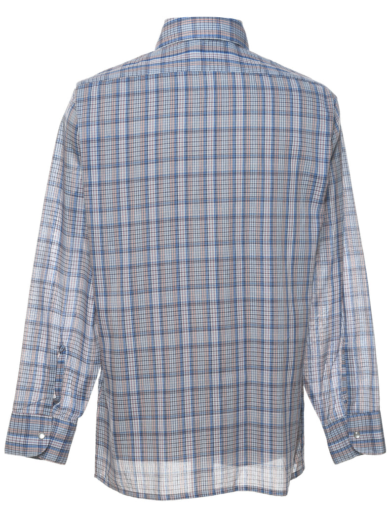 Long Sleeved Classic 1970s Multi-Colour Checked Shirt - L
