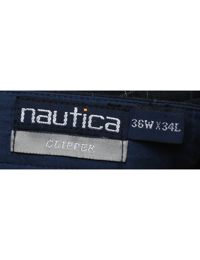 Nautica Navy Checked Trousers - W36 L34