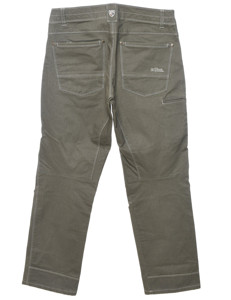 Olive Green Contrast Stitch Trousers - W34 L30