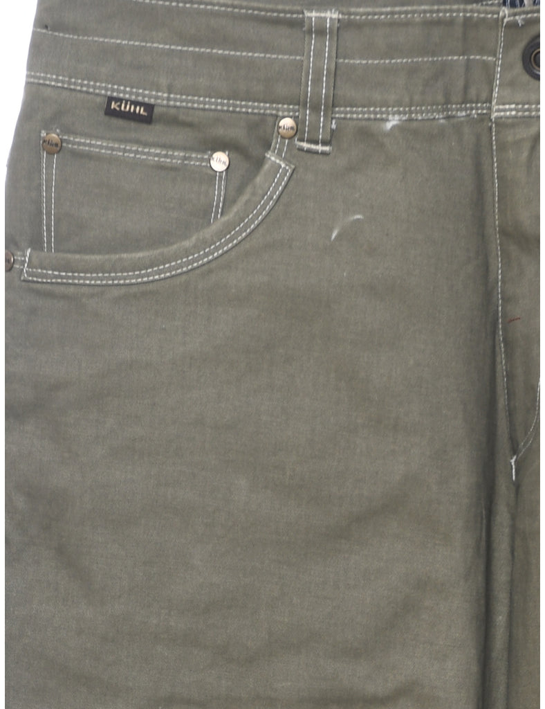 Olive Green Contrast Stitch Trousers - W34 L30