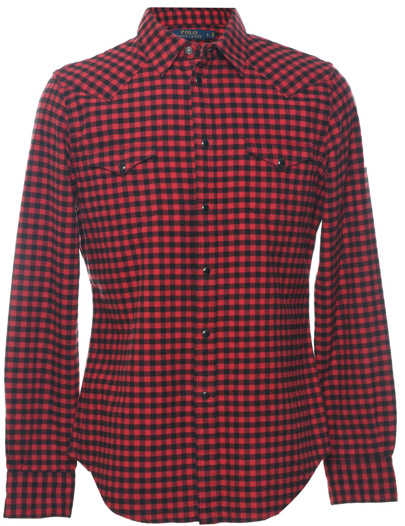 Ralph Lauren Red & Black Flannel Checked Shirt - L