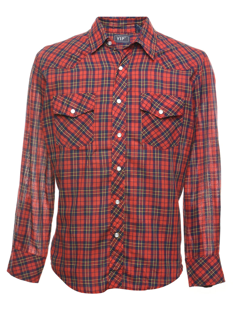 Red & Navy Classic Checked Shirt - L