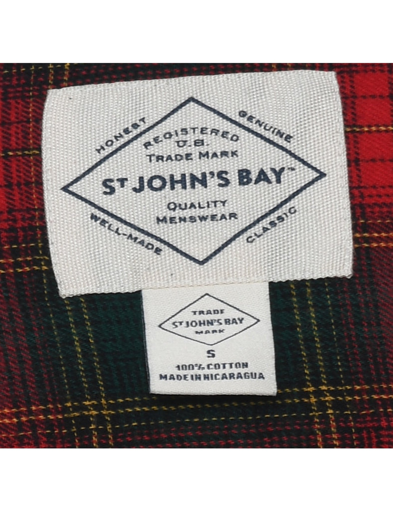 St John's Bay Green & Red Flannel Checked Shirt - S