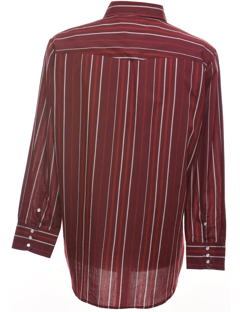 Striped Maroon Western Shirt - L