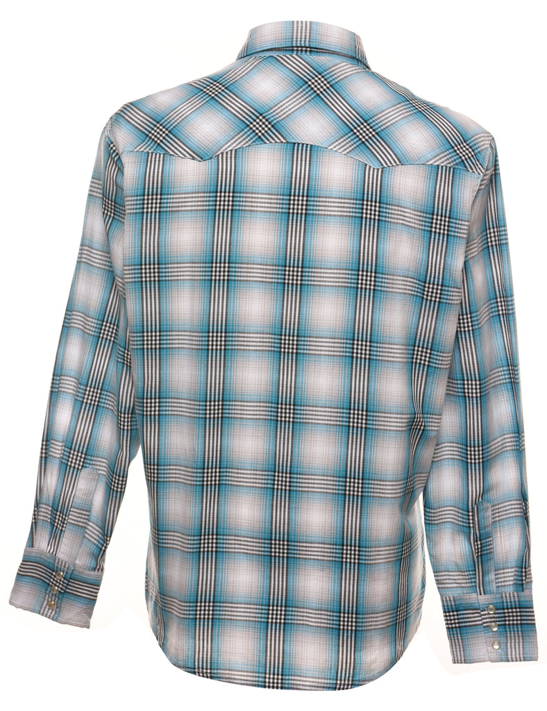 Wrangler Checked Light Blue & Grey Shirt - M