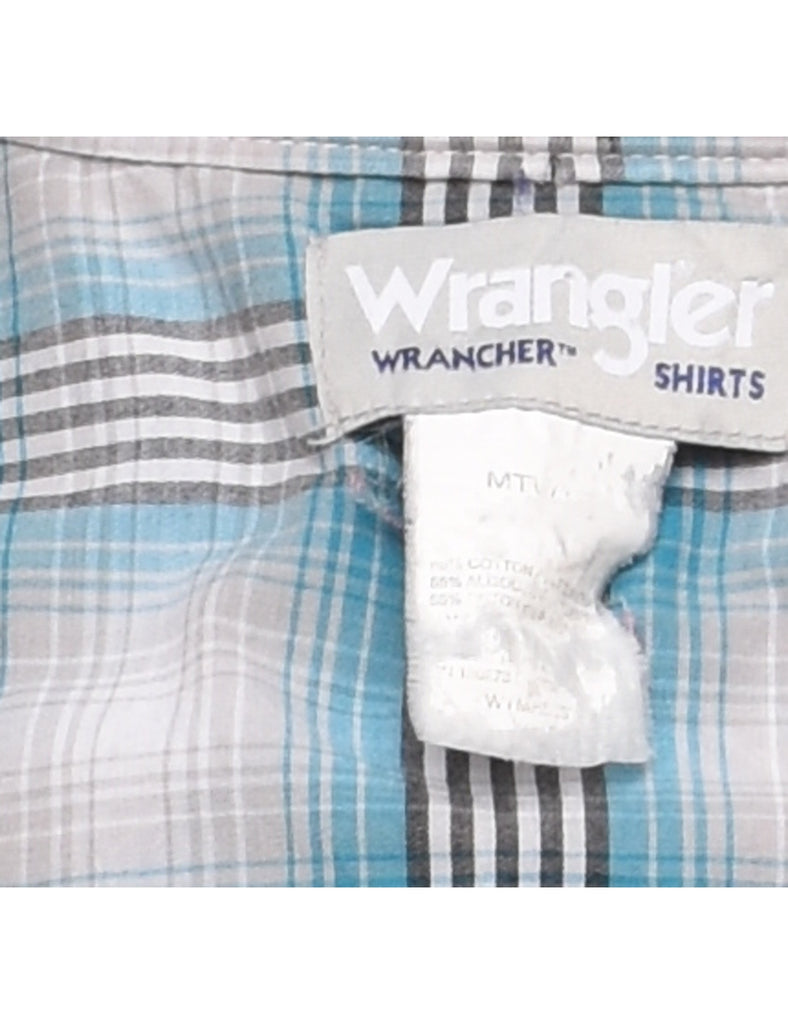 Wrangler Checked Light Blue & Grey Shirt - M