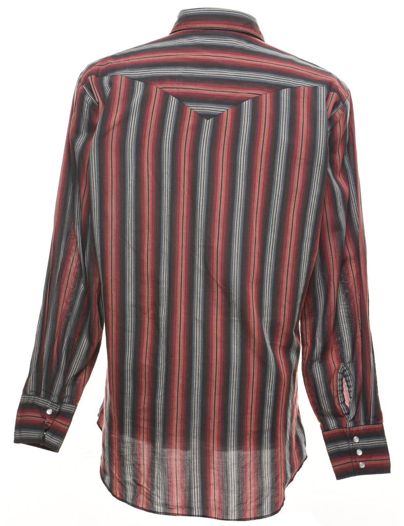 Wrangler Striped Grey & Maroon Western Shirt - L