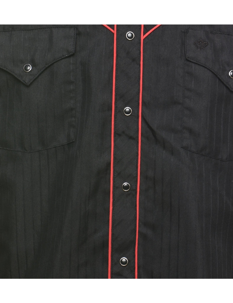 Yoke Detail Black & Red Embroidered Western Shirt - L
