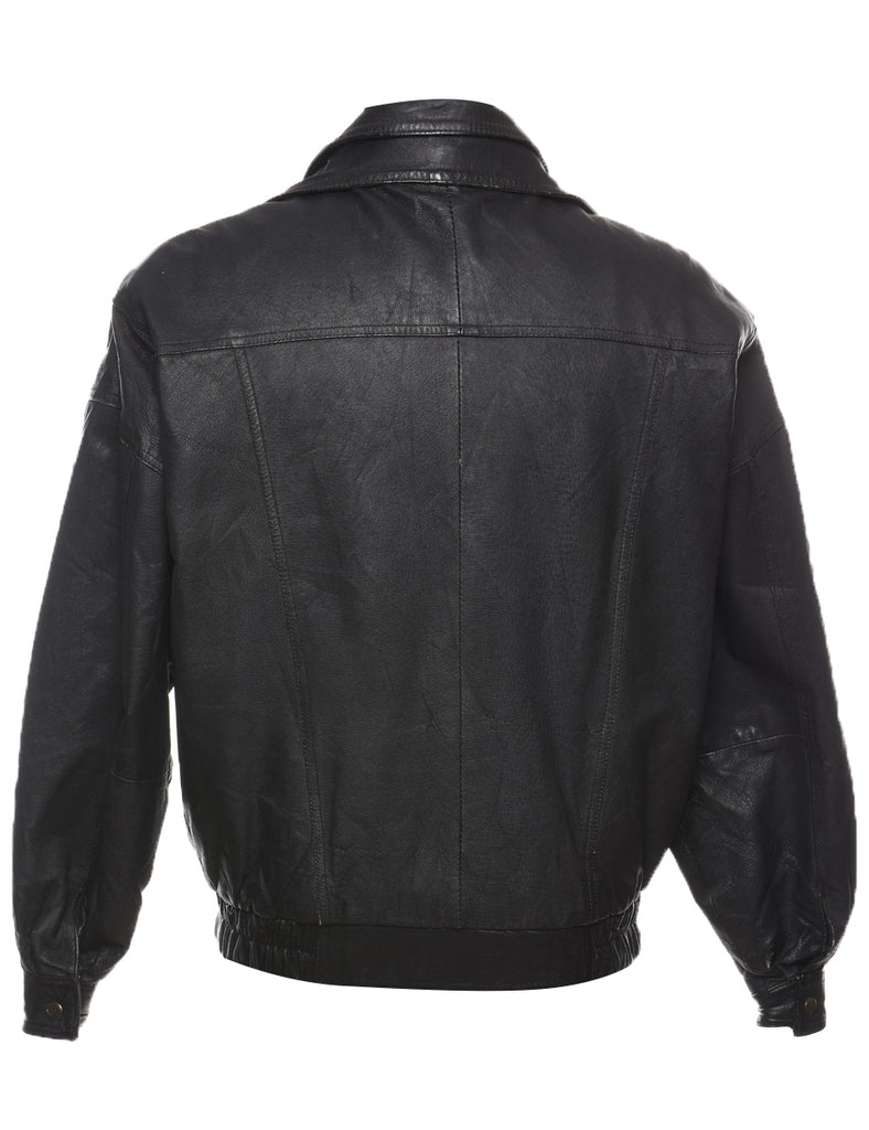Zip Front Leather Jacket - L