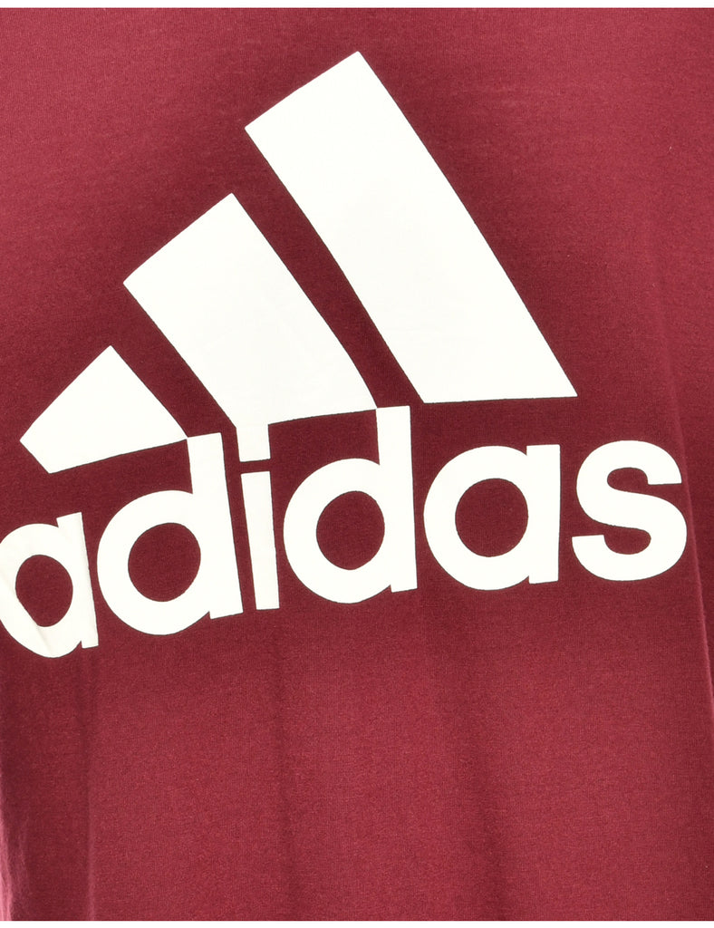 Adidas Maroon Printed T-shirt - L