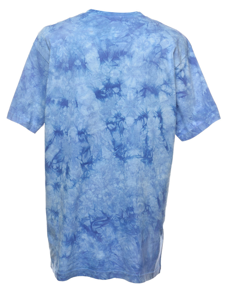 Blue Tie Dye Design Bird T-Shirt - L