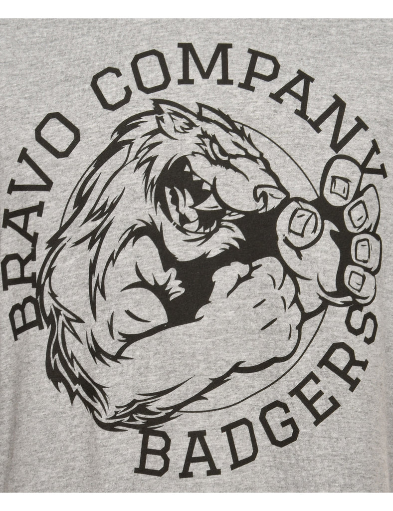 Bravo Company Badgers Grey Printed T-shirt - M