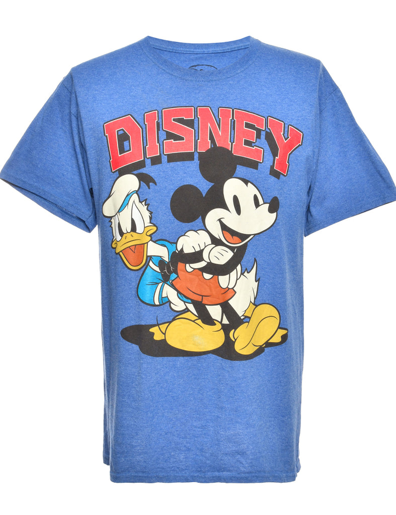 Disney Print Blue Cartoon T-shirt - M