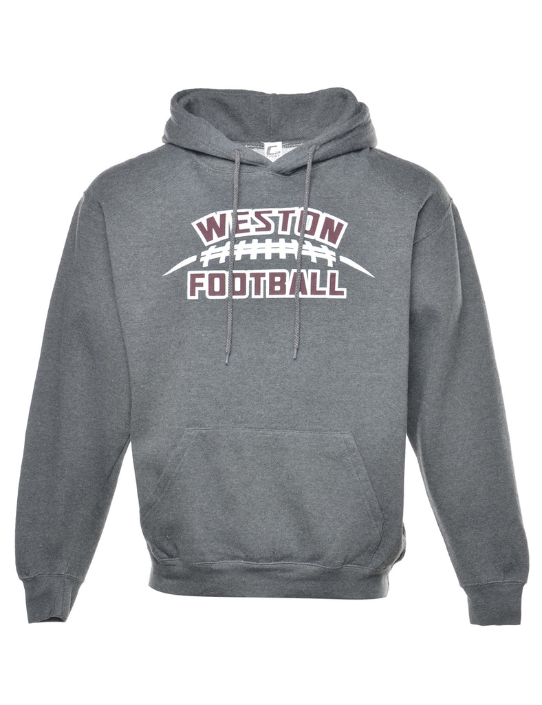 Football Hooded Grey Sports Sweatshirt - M