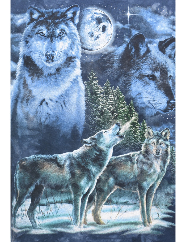 Long Sleeve Wolf Design T-Shirt - L