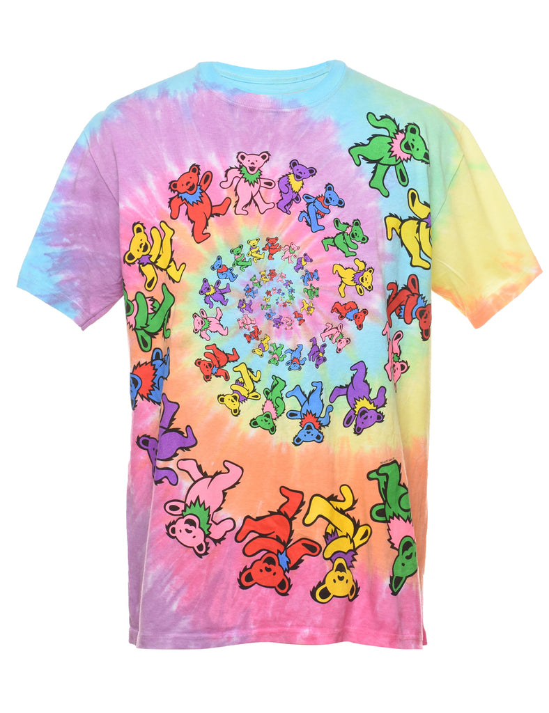 Multi-Colour Grateful Dead Teddy Bear Design Tie Dye T-Shirt - M