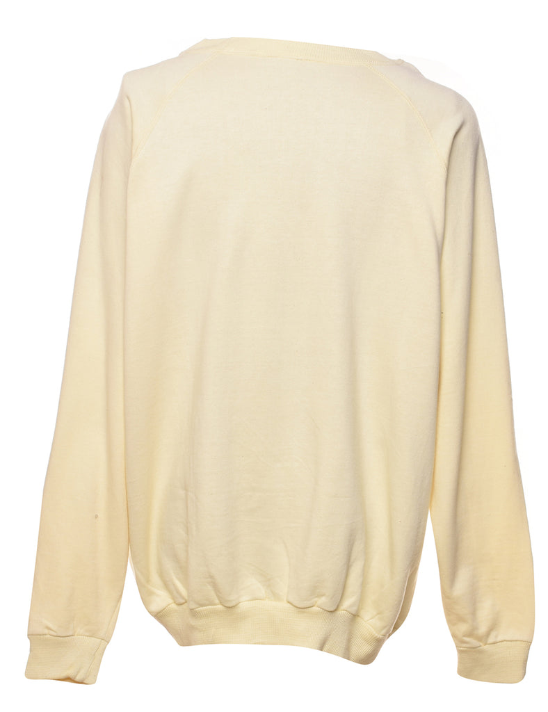 Pale Yellow Printed Sweatshirt - XL