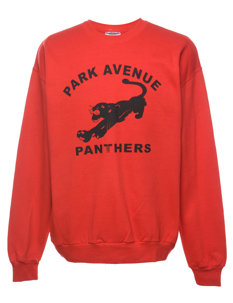 Red Park Avenue Panthers Black & Red Printed Sweatshirt - L