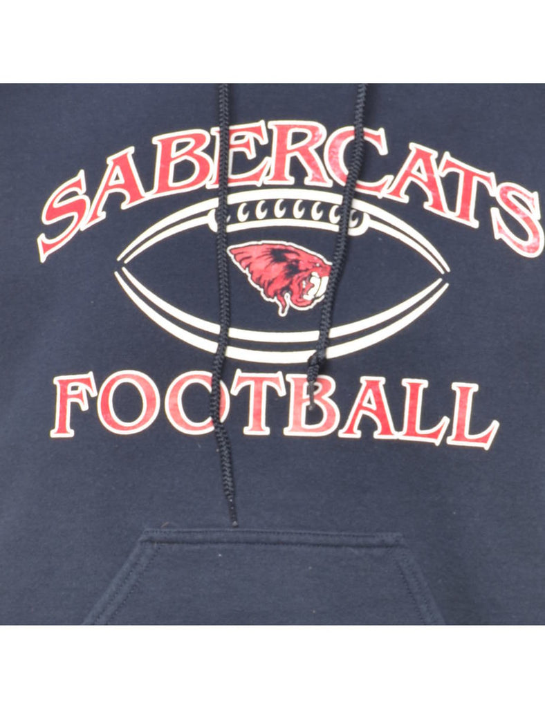 Sabercats Football Hooded Navy & Red Sports Sweatshirt - S