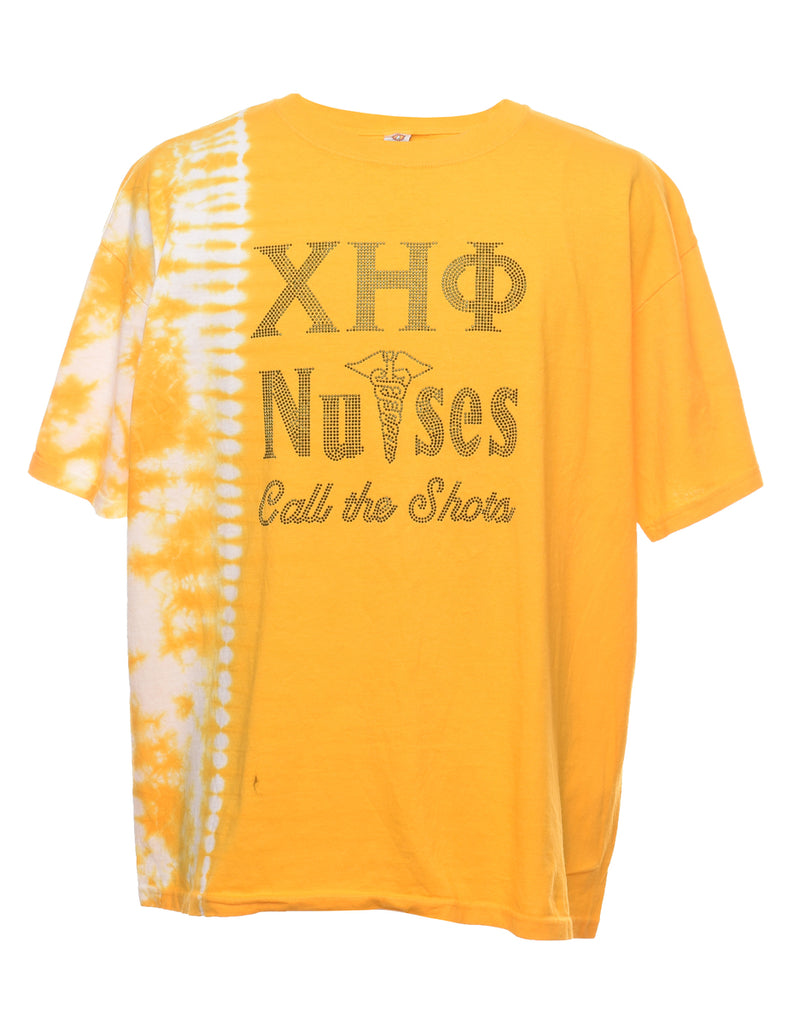 Sequined Yellow Tie Dye T-Shirt - XL